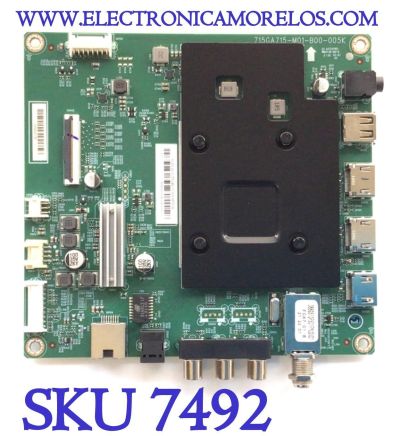 MAIN PARA TV INSIGNIA 4K UHD SMART FIRE TV / NUMERO DE PARTE XLCB02K088 / 715GA715-M01-B00-005K / 756TXLCB02K088 / PANEL TPT500U1-QVN03.U REV:S7B1W / DISPLAY T500QVN03.7 / MODELO NS-50F301NA22